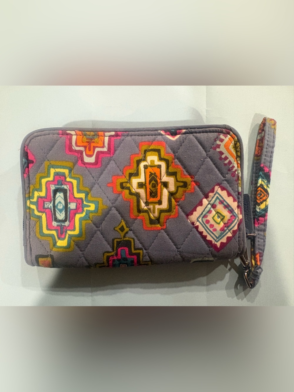 Vera Bradley Quilted Wristlet Wallet in Multicolor Geometric Print